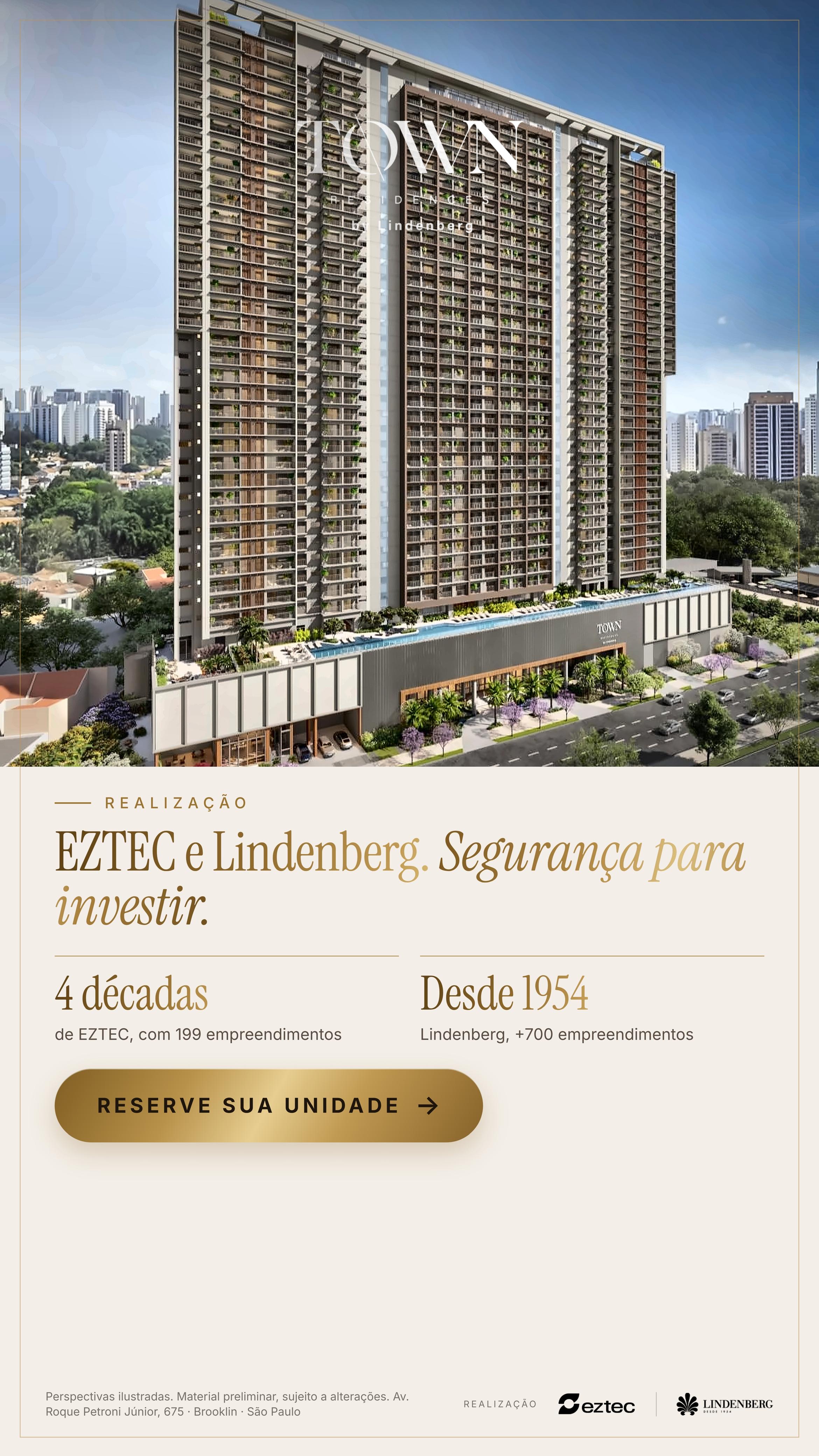 TOWN Residences by Lindenberg | Pré-Lançamento no Brooklin. Investimento Imobiliaria em São Paulo. — São Paulo, São Paulo