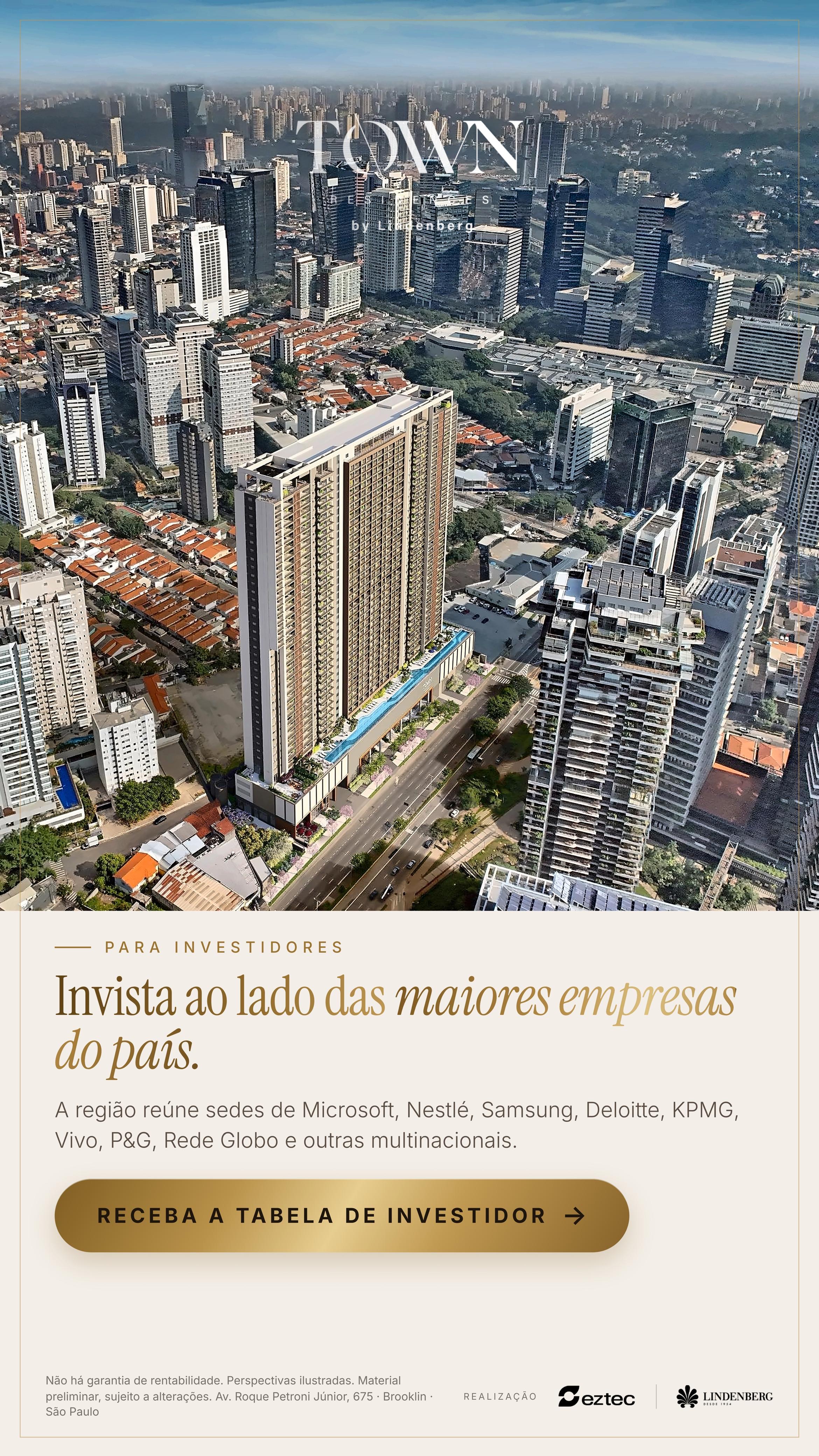TOWN Residences by Lindenberg | Pré-Lançamento no Brooklin. Investimento Imobiliaria em São Paulo. — São Paulo, São Paulo